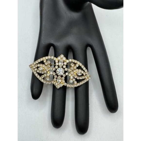 Vintage Gold Tone Rhinestones Brooch Pin Made in Austria - Picture 5 of 6